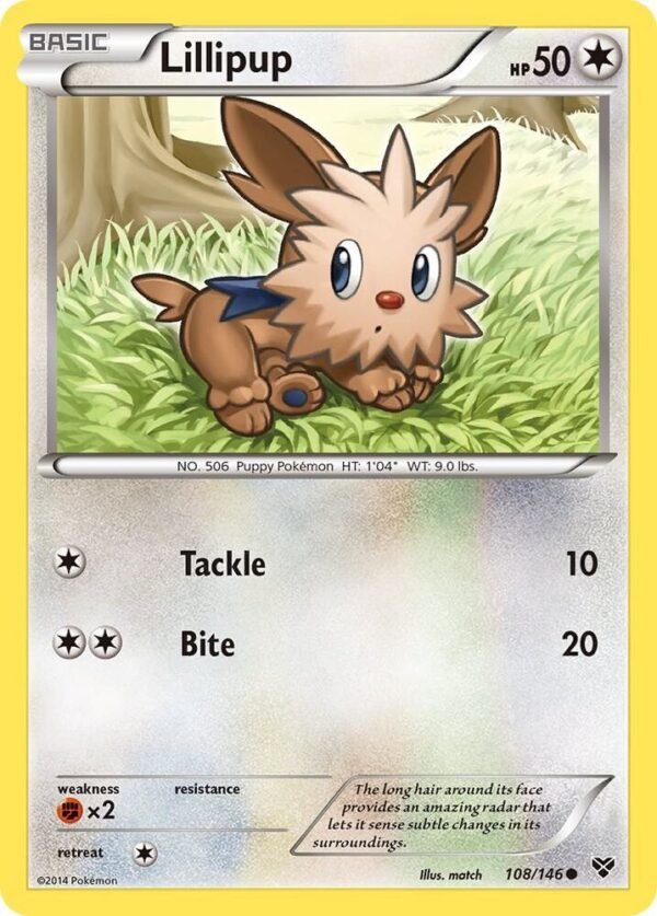 Lillipup 108/146 Reverse Holofoil XY Base Set Lillipup 108/146 Reverse Holofoil XY Base Set