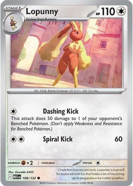 Lopunny 108/132 Reverse Holofoil ME01: Mega Evolution Lopunny 108/132 Reverse Holofoil ME01: Mega Evolution