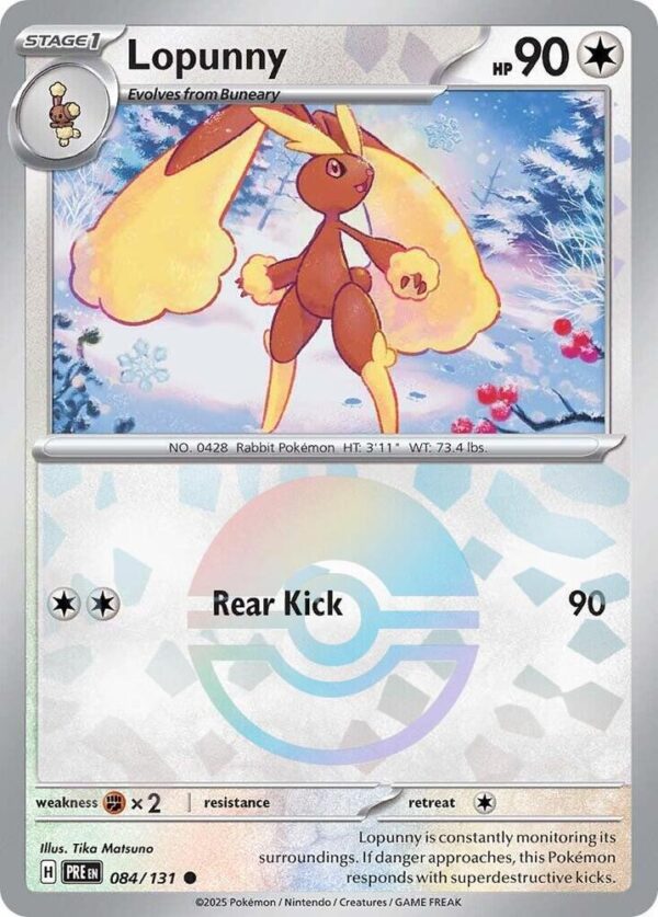 Lopunny (Poke Ball Pattern) 084/131 Holofoil SV: Prismatic Evolutions Lopunny (Poke Ball Pattern) 084/131 Holofoil SV: Prismatic Evolutions