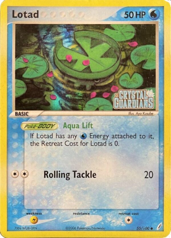Lotad 055/100 (EX Crystal Guardians Reverse Holofoil) Reverse Holofoil Crystal Guardians Lotad 055/100 (EX Crystal Guardians Reverse Holofoil) Reverse Holofoil Crystal Guardians