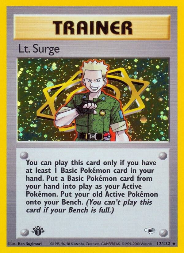 Lt. Surge (17) 017/132 1st Edition Holofoil Gym Heroes