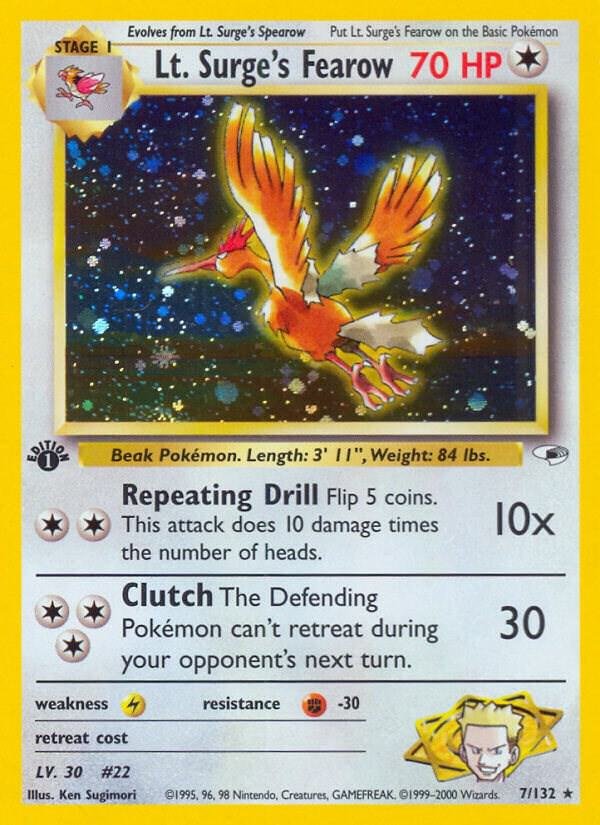 Lt. Surge’s Fearow 007/132 1st Edition Holofoil Gym Heroes