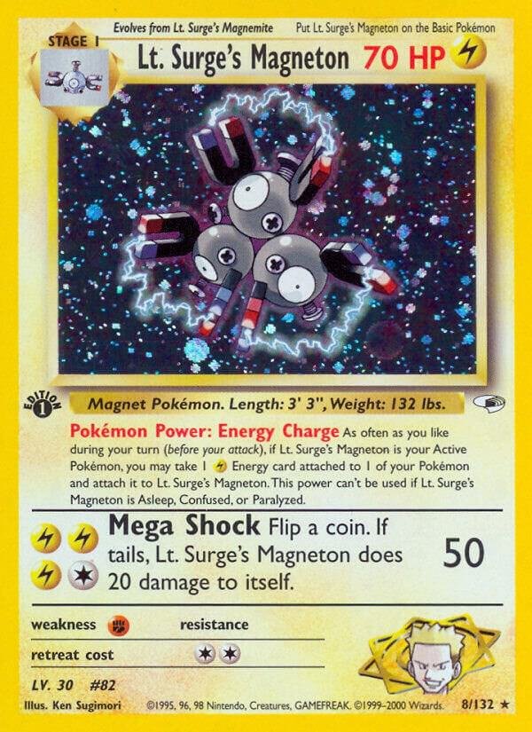 Lt. Surge’s Magneton 008/132 1st Edition Holofoil Gym Heroes