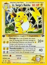 Lt. Surge's Raichu | 011/132 | 1st Edition Holofoil | Gym Challenge