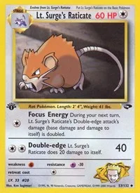 Lt. Surge's Raticate | 053/132 | 1st Edition | Gym Challenge