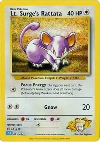 Lt. Surge's Rattata | 015/034 | Holofoil | Trading Card Game Classic Lt. Surge's Rattata | 015/034 | Holofoil | Trading Card Game Classic