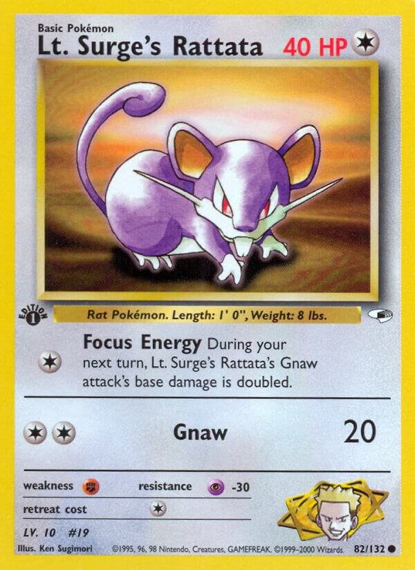 Lt. Surge’s Rattata 082/132 Unlimited Gym Heroes Lt. Surge’s Rattata 082/132 Unlimited Gym Heroes