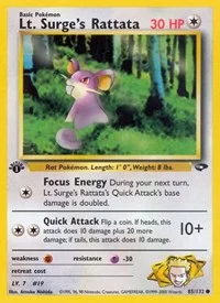 Lt. Surge's Rattata | 085/132 | 1st Edition | Gym Challenge