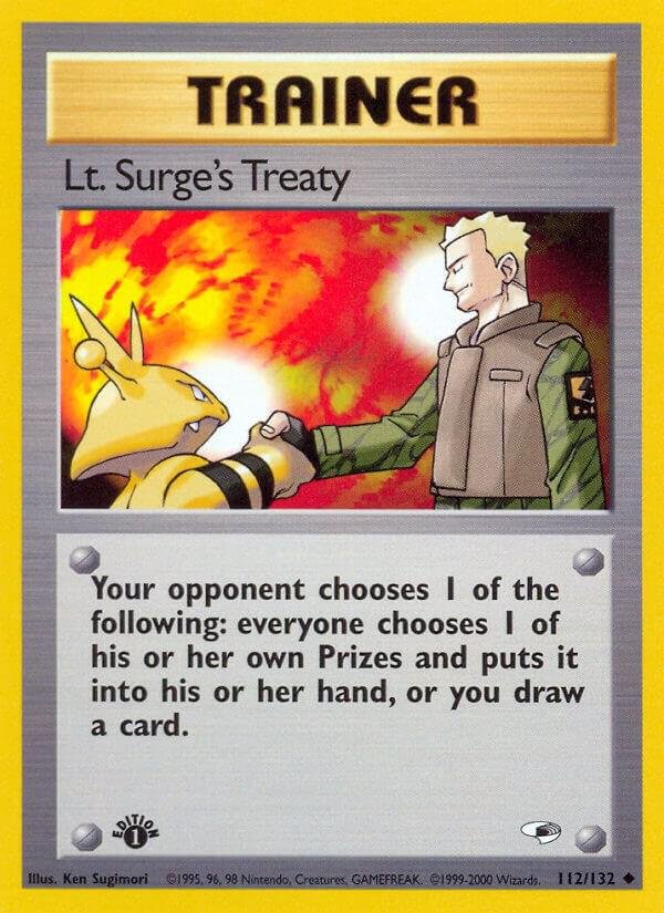 Lt. Surge’s Treaty 112/132 1st Edition Gym Heroes