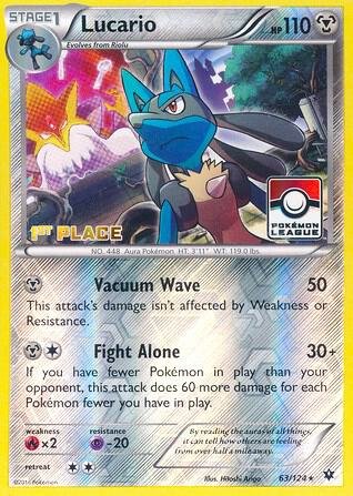 Lucario 63/124 (Pokemon League) [1st Place] 063/124 Reverse Holofoil League & Championship Cards