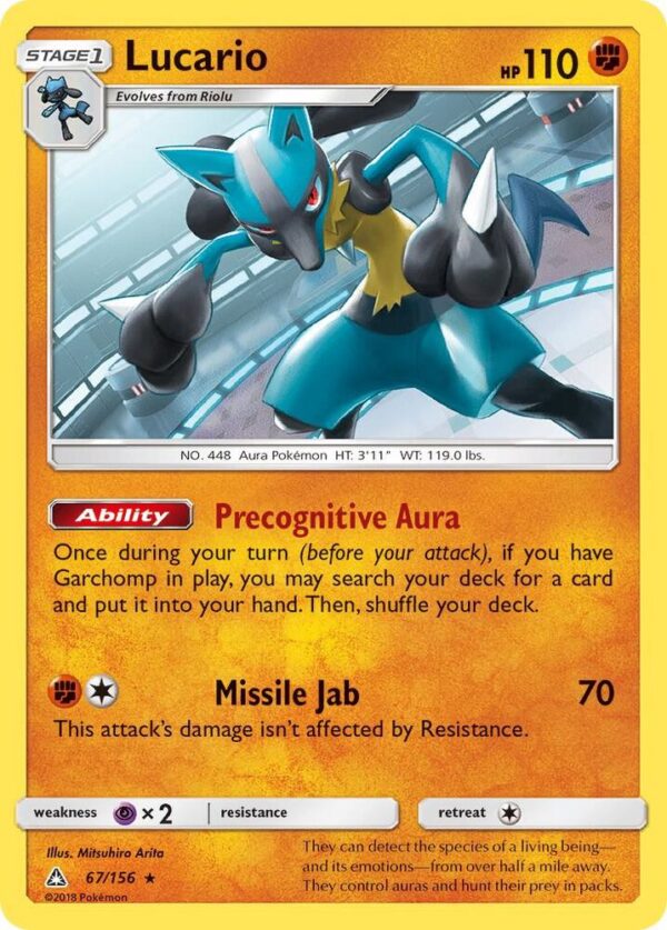 Lucario 67/156 Reverse Holofoil SM – Ultra Prism Lucario 67/156 Reverse Holofoil SM – Ultra Prism