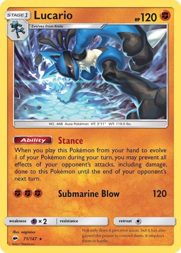 Lucario 71/147 Holofoil SM – Burning Shadows Lucario 71/147 Holofoil SM – Burning Shadows