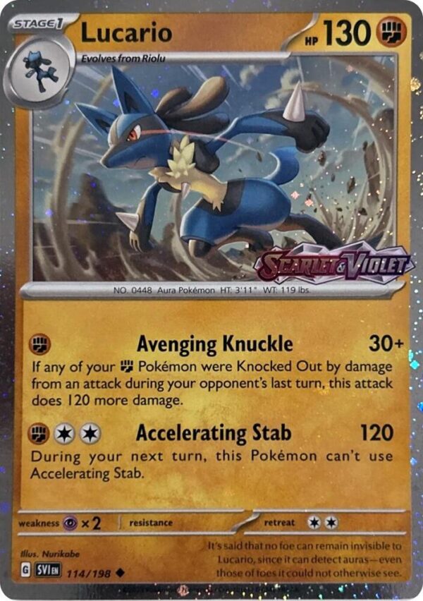 Lucario (Scarlet & Violet Stamp) 114/198 Holofoil Miscellaneous Cards & Products Lucario (Scarlet & Violet Stamp) 114/198 Holofoil Miscellaneous Cards & Products
