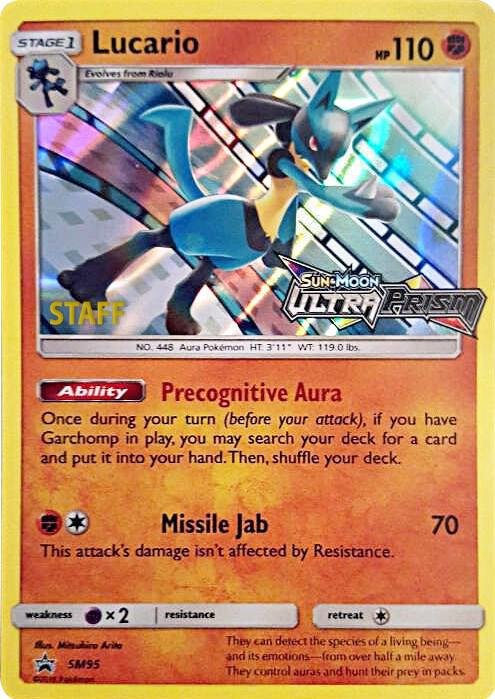 Lucario SM95 (Prerelease) [Staff] Holofoil SM Promos