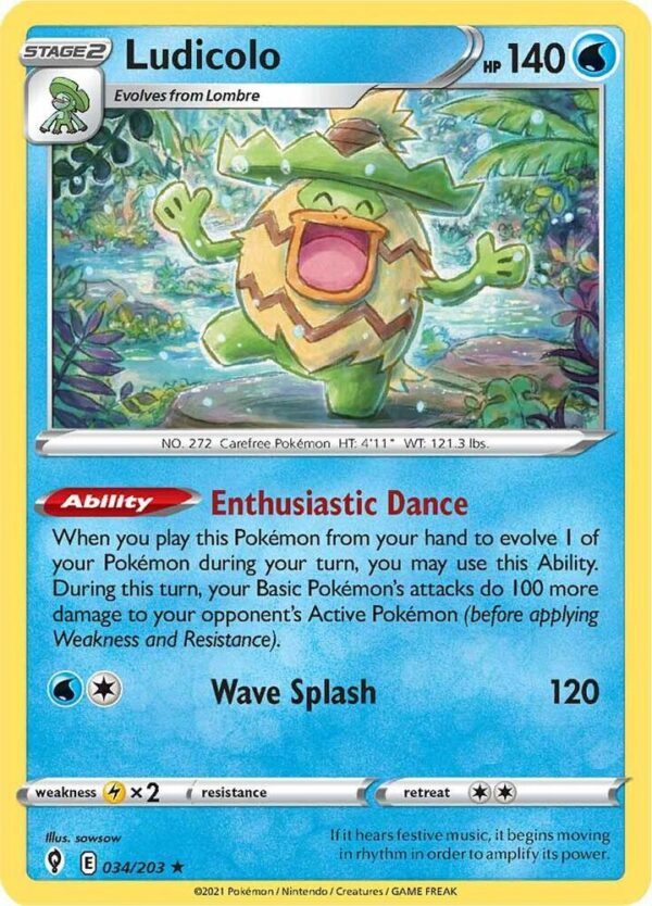 Ludicolo 034/203 Holofoil SWSH07: Evolving Skies Ludicolo 034/203 Holofoil SWSH07: Evolving Skies
