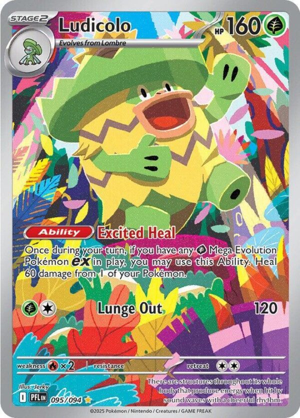 Ludicolo 095/094 Holofoil ME02: Phantasmal Flames Ludicolo 095/094 Holofoil ME02: Phantasmal Flames
