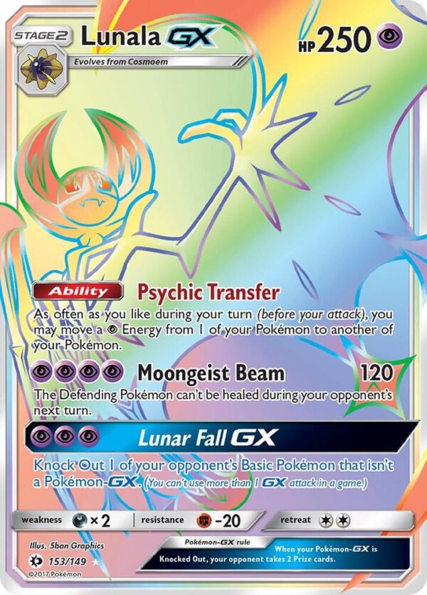 Lunala GX (Secret) 153/149 Holofoil SM Base Set Lunala GX (Secret) 153/149 Holofoil SM Base Set