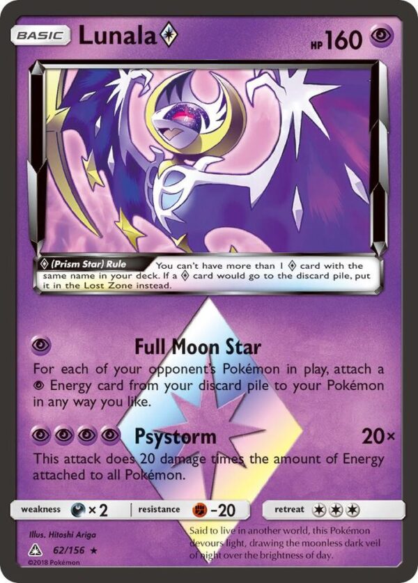 Lunala Prism Star 62/156 Holofoil SM – Ultra Prism Lunala Prism Star 62/156 Holofoil SM – Ultra Prism