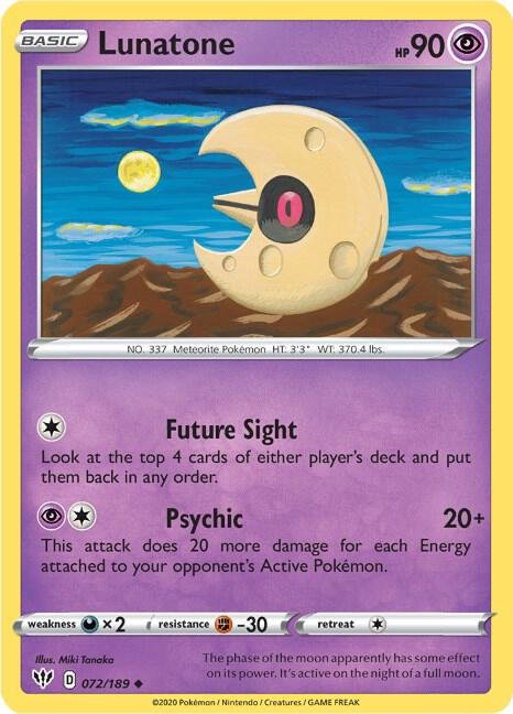 Lunatone 072/189 Normal SWSH03: Darkness Ablaze Lunatone 072/189 Normal SWSH03: Darkness Ablaze