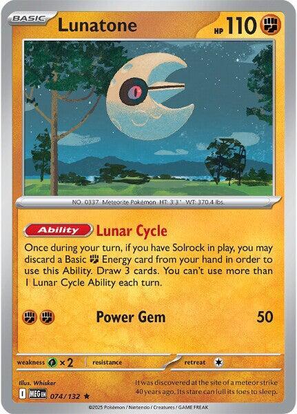 Lunatone 074/132 Holofoil ME01: Mega Evolution Lunatone 074/132 Holofoil ME01: Mega Evolution