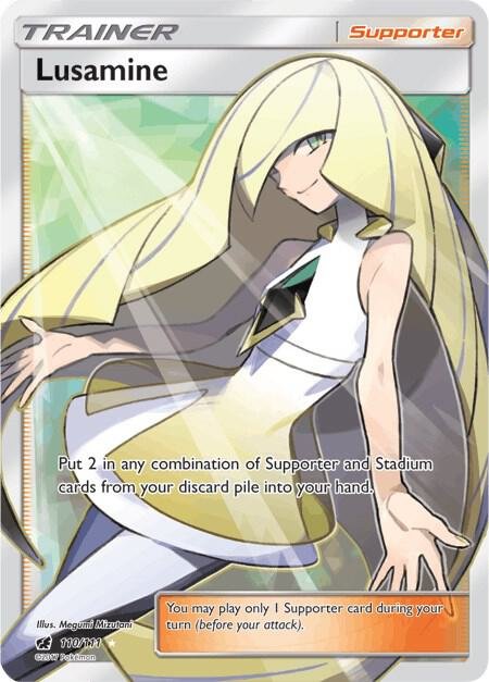 Lusamine (Full Art) 110/111 Holofoil SM – Crimson Invasion Lusamine (Full Art) 110/111 Holofoil SM – Crimson Invasion