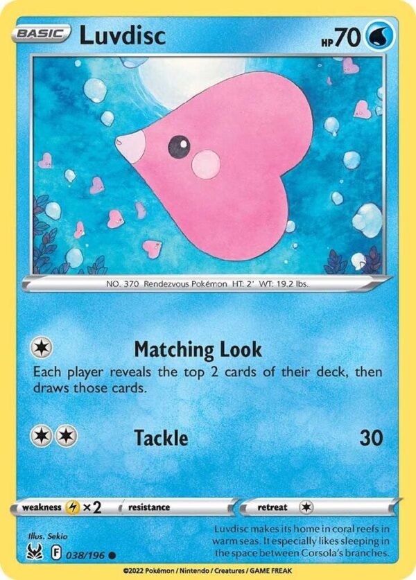 Luvdisc 038/196 Normal SWSH11: Lost Origin Luvdisc 038/196 Normal SWSH11: Lost Origin