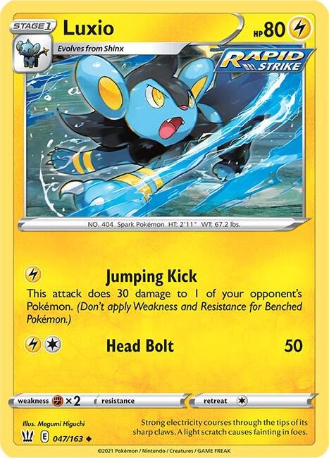 Luxio 047/163 Reverse Holofoil SWSH05: Battle Styles Luxio 047/163 Reverse Holofoil SWSH05: Battle Styles