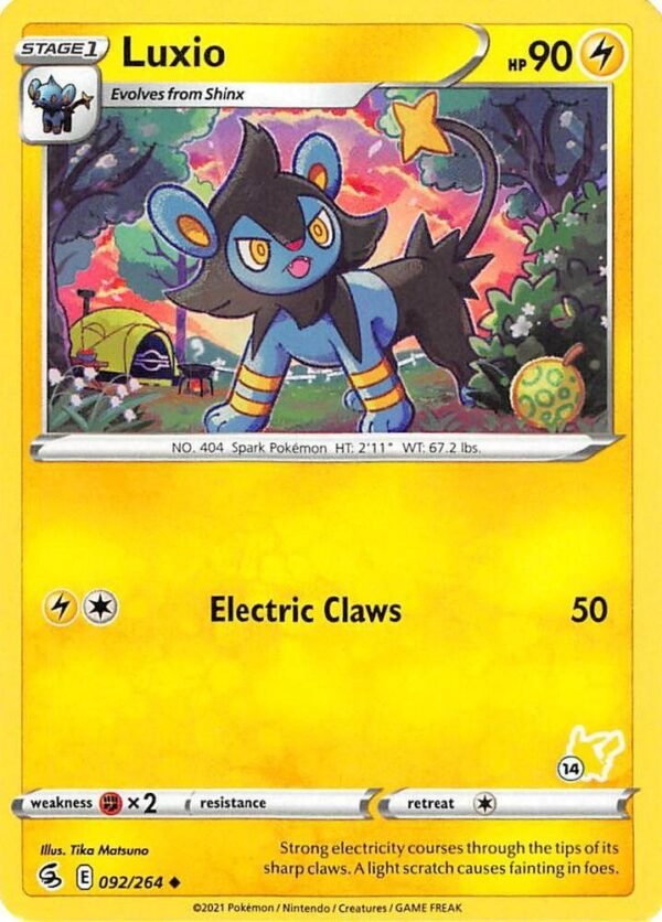 Luxio 092/264 (#14 Pikachu Stamped) Normal Battle Academy 2022 Luxio 092/264 (#14 Pikachu Stamped) Normal Battle Academy 2022