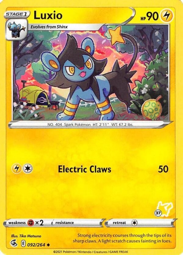 Luxio 092/264 (#37 Pikachu Stamped) Normal Battle Academy 2022 Luxio 092/264 (#37 Pikachu Stamped) Normal Battle Academy 2022