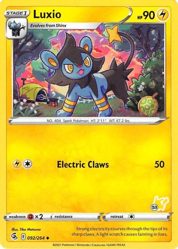 Luxio 092/264 (#53 Pikachu Stamped) Normal Battle Academy 2022 Luxio 092/264 (#53 Pikachu Stamped) Normal Battle Academy 2022
