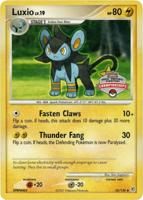 Luxio 52/130 (State Championship Promo) 052/130 Normal League & Championship Cards Luxio 52/130 (State Championship Promo) 052/130 Normal League & Championship Cards