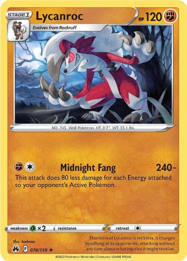 Lycanroc 074/159 Normal Crown Zenith
