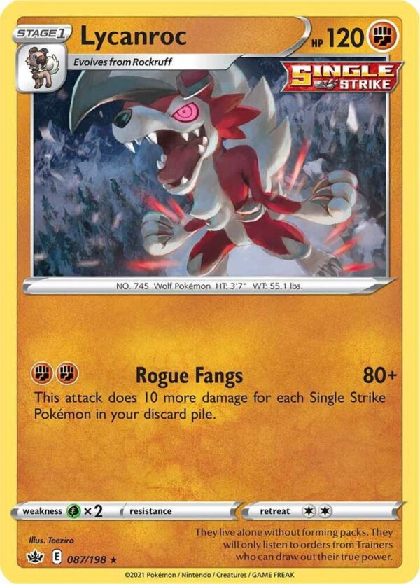 Lycanroc 087/198 Holofoil SWSH06: Chilling Reign