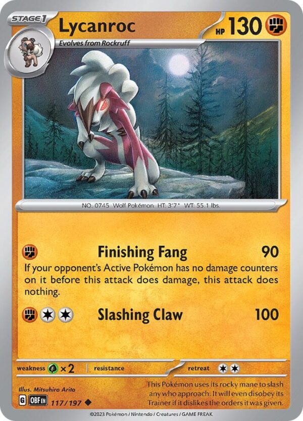 Lycanroc 117/197 Reverse Holofoil SV03: Obsidian Flames