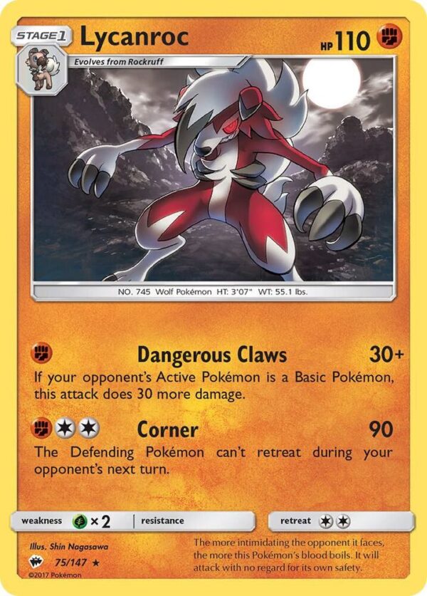 Lycanroc (75) 75/147 Reverse Holofoil SM – Burning Shadows