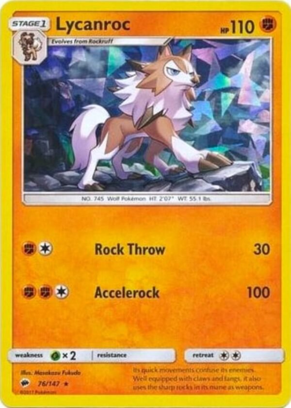 Lycanroc 76/147 (Cracked Ice Holo) 076/147 Holofoil Deck Exclusives Lycanroc 76/147 (Cracked Ice Holo) 076/147 Holofoil Deck Exclusives