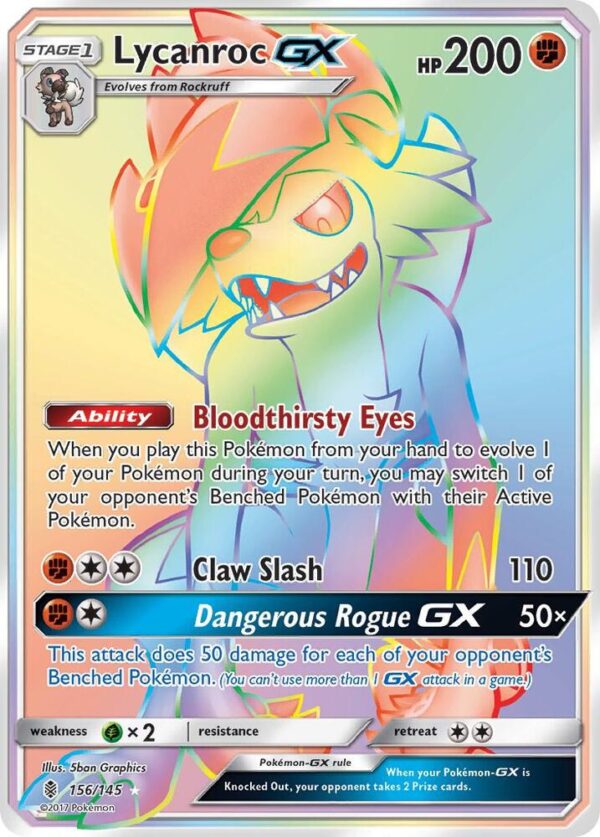 Lycanroc GX (Secret) 156/145 Holofoil SM – Guardians Rising