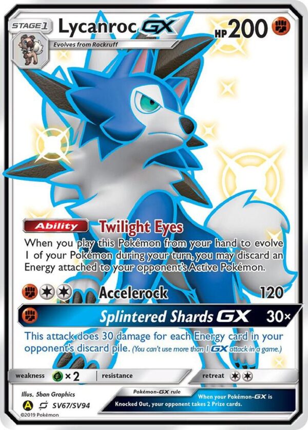 Lycanroc GX (SV67) SV67/SV94 Holofoil Hidden Fates: Shiny Vault Lycanroc GX (SV67) SV67/SV94 Holofoil Hidden Fates: Shiny Vault