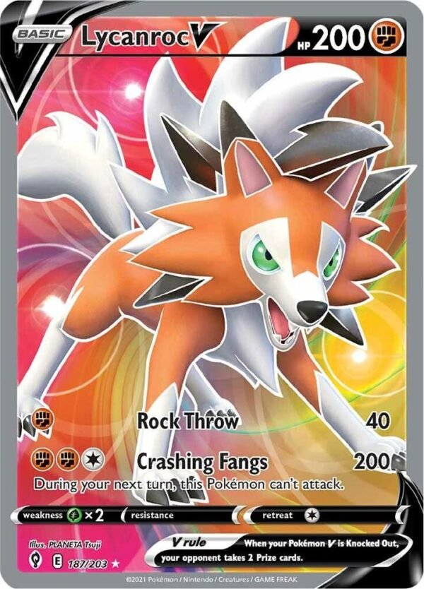 Lycanroc V (Full Art) 187/203 Holofoil SWSH07: Evolving Skies