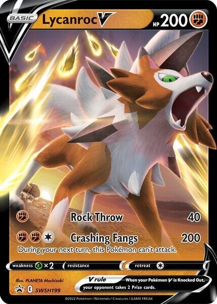 Lycanroc V SWSH199 Holofoil SWSH: Sword & Shield Promo Cards Lycanroc V SWSH199 Holofoil SWSH: Sword & Shield Promo Cards