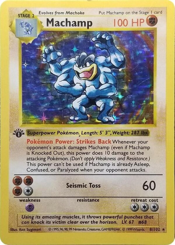 Machamp 8/102 (Base Set Shadowless) 008/102 1st Edition Holofoil Deck Exclusives Machamp 8/102 (Base Set Shadowless) 008/102 1st Edition Holofoil Deck Exclusives