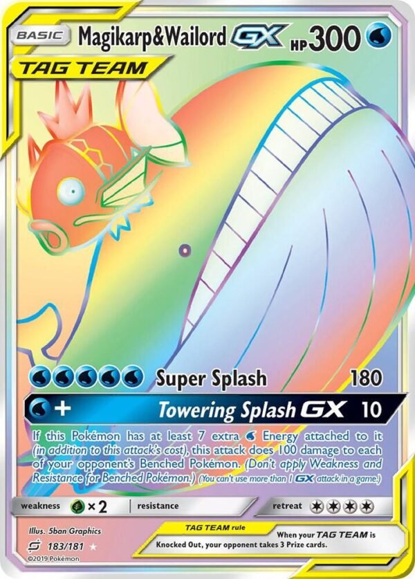 Magikarp & Wailord GX (Secret) 183/181 Holofoil SM – Team Up Magikarp & Wailord GX (Secret) 183/181 Holofoil SM – Team Up