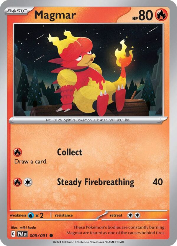 Magmar 009/091 Reverse Holofoil SV: Paldean Fates