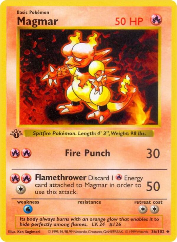 Magmar 036/102 1st Edition Base Set (Shadowless) Magmar 036/102 1st Edition Base Set (Shadowless)