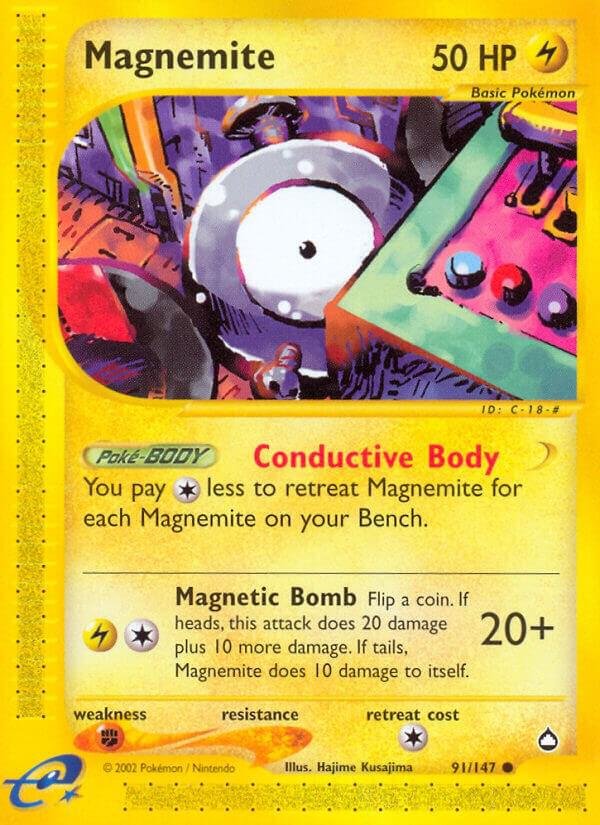 Magnemite (91) 091/147 Reverse Holofoil Aquapolis Magnemite (91) 091/147 Reverse Holofoil Aquapolis