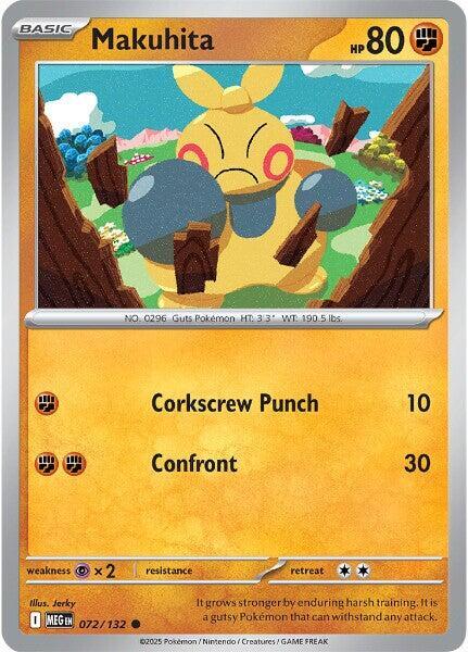 Makuhita 072/132 Reverse Holofoil ME01: Mega Evolution Makuhita 072/132 Reverse Holofoil ME01: Mega Evolution