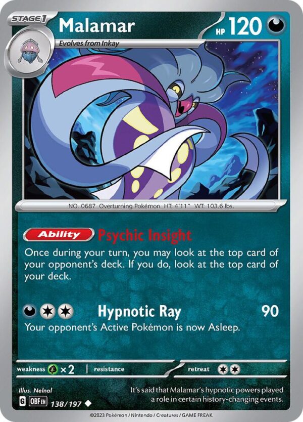 Malamar 138/197 Reverse Holofoil SV03: Obsidian Flames Malamar 138/197 Reverse Holofoil SV03: Obsidian Flames