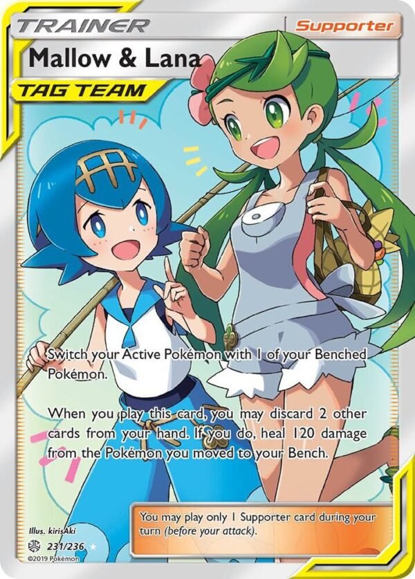 Mallow & Lana (Full Art) 231/236 Holofoil SM – Cosmic Eclipse Mallow & Lana (Full Art) 231/236 Holofoil SM – Cosmic Eclipse