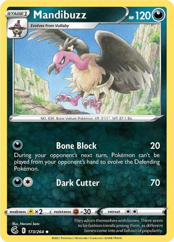 Mandibuzz 173/264 Reverse Holofoil SWSH08: Fusion Strike Mandibuzz 173/264 Reverse Holofoil SWSH08: Fusion Strike
