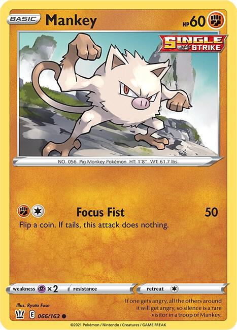 Mankey 066/163 Normal SWSH05: Battle Styles Mankey 066/163 Normal SWSH05: Battle Styles